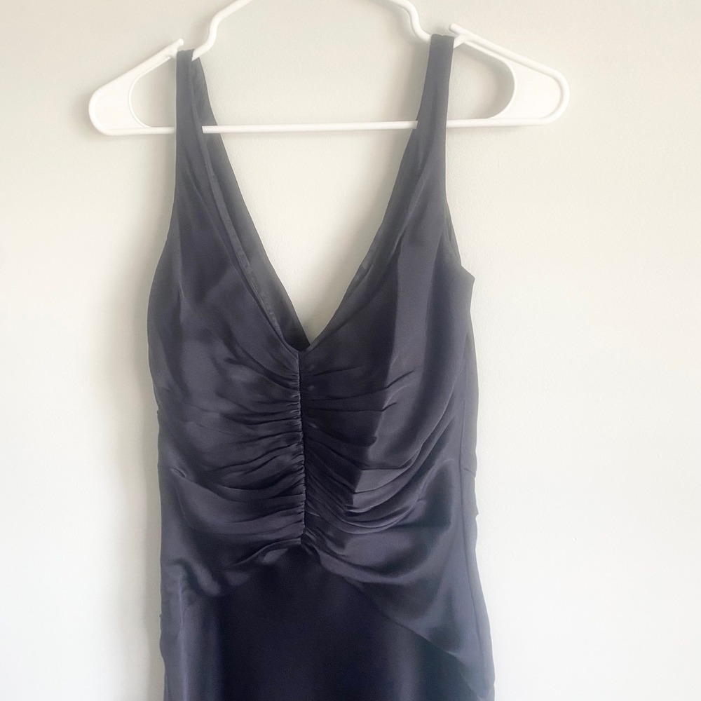 Elie Tahari 100% Silk Navy Blue Maxi Dress Sleeveless Bridesmaid Formal Size 8 - Picture 7 of 11